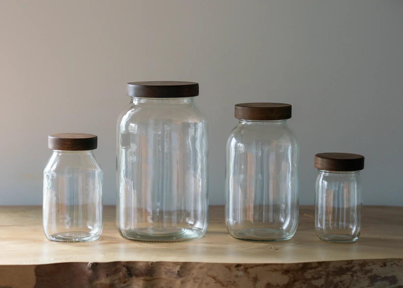 Mason Style Storage Jar with Wood Lid